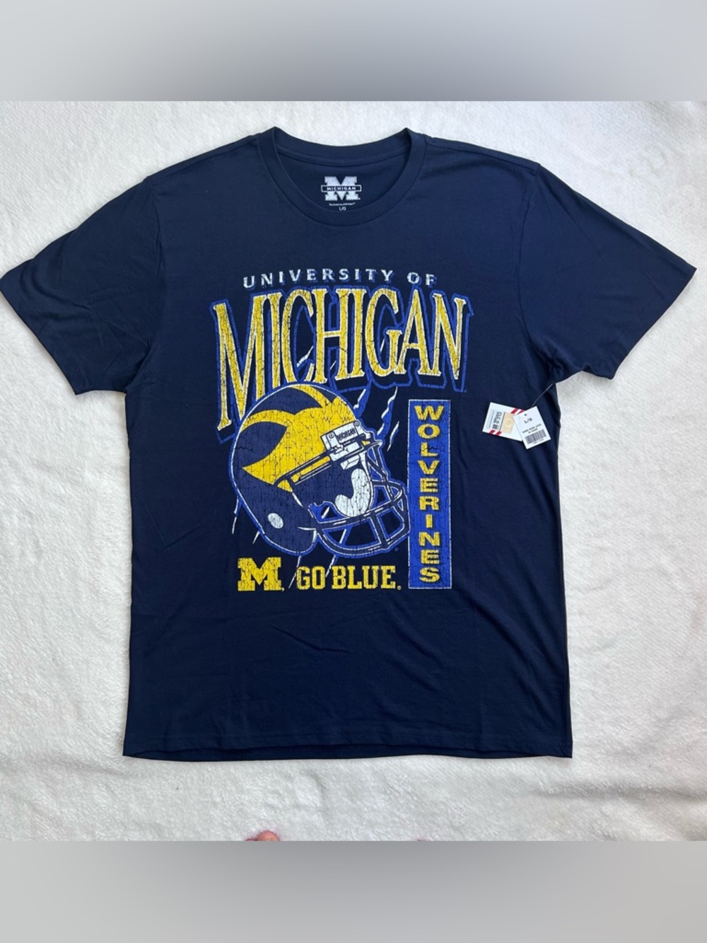 Michigan Wolverines Navy and Yellow University Graphic Tee Size Large